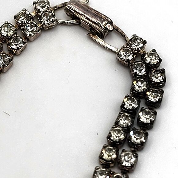 "5/$25" Silvertone Aqua and Clear Rhinestone Cocktail Necklace - Picture 5 of 9